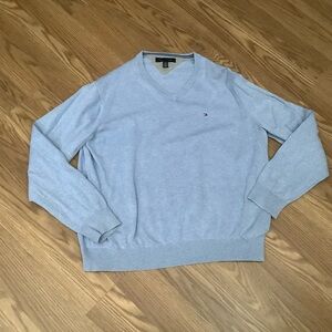 Tommy Hilfiger  Logo Blue V-Neck Men's Size XL Sweater 100% Cotton
